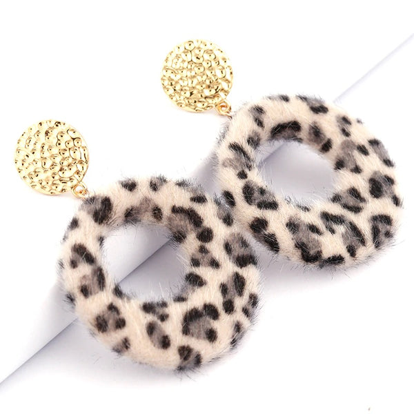 Bella Leopard Furry Earrings