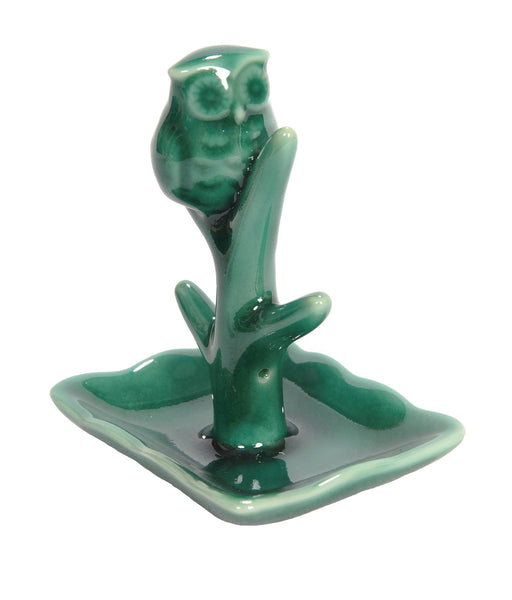 Teal Owl Ring Holder with Tree Display Dish