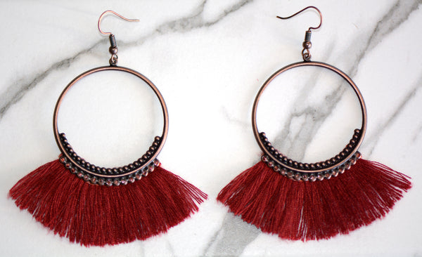 Navi Tassel Hoop Earrings