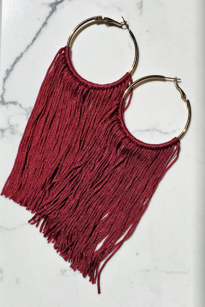 Lexi Long Tassel Hoop Earrings