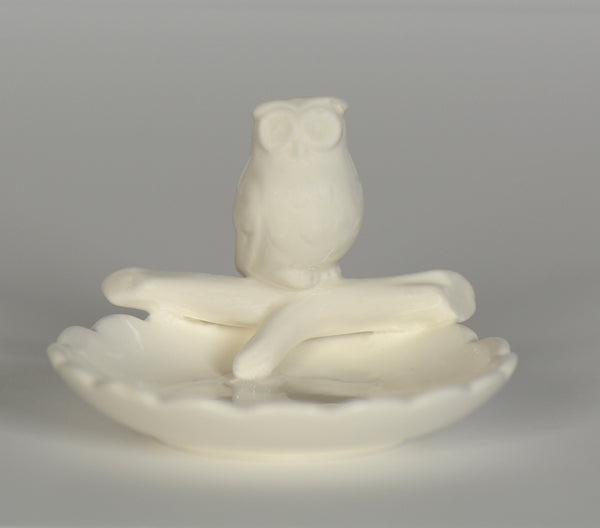 White Owl Ring Holder Dish