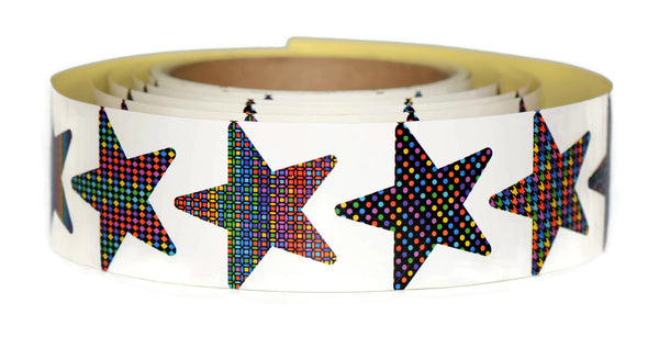 Star Stickers Roll | 10 Vibrant Color Designs | Includes a Full 130 1.5" Star Stickers Per Roll
