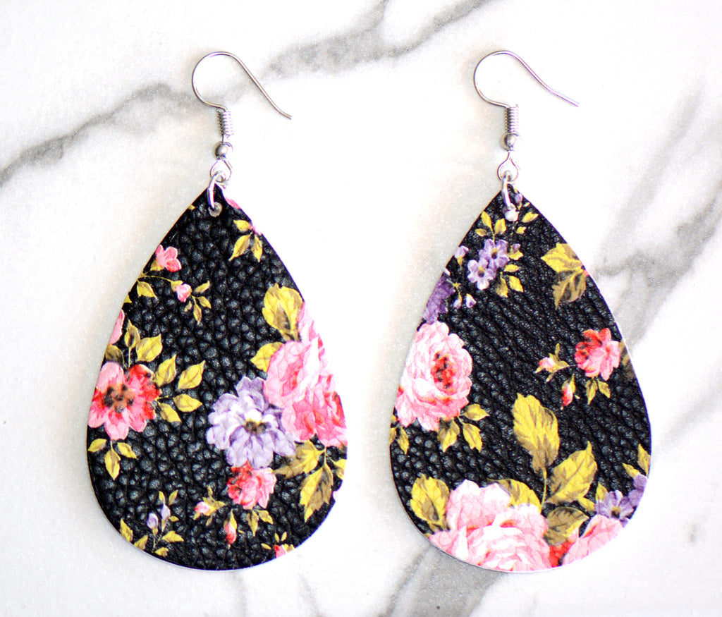 Jani Floral Leather Earrings