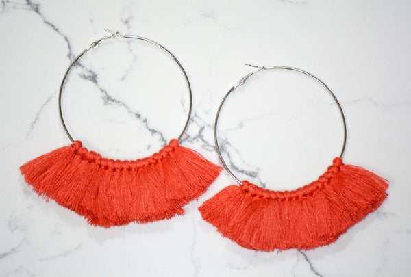 Brea Large Tassel Hoop Earrings