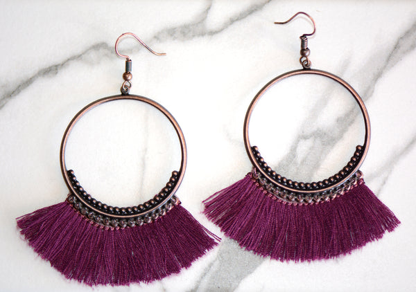 Navi Tassel Hoop Earrings