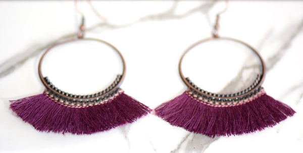 Navi Tassel Hoop Earrings