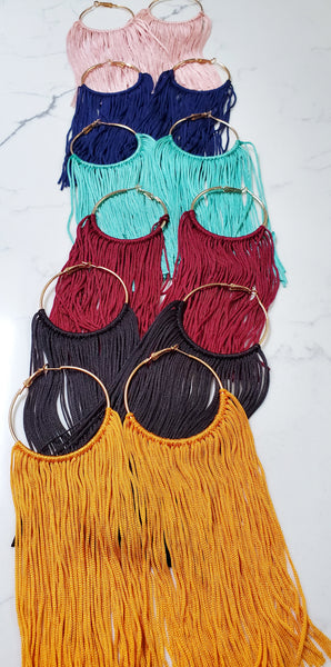 Lexi Long Tassel Hoop Earrings