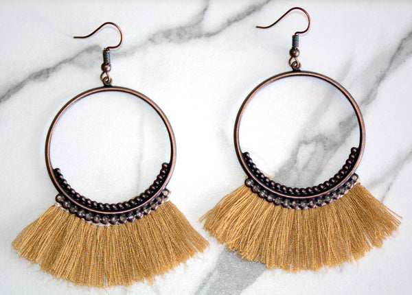 Navi Tassel Hoop Earrings