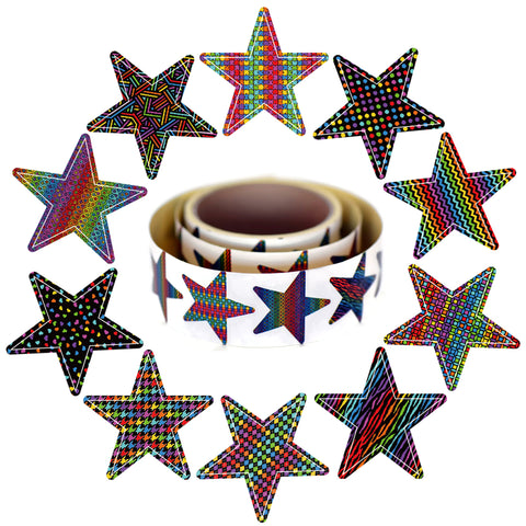 Star Stickers Roll | 10 Vibrant Color Designs | Includes a Full 130 1.5" Star Stickers Per Roll